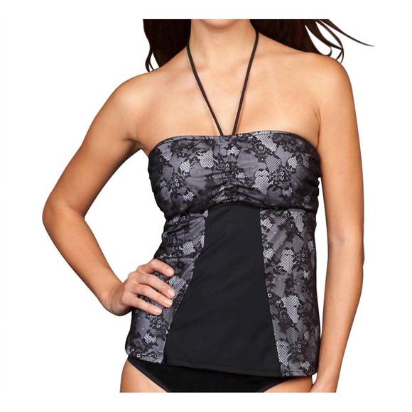 NEW MAGICSUIT mesh and lace maddie tankini top in black white - Picture 1 of 2
